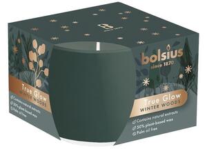 Sviečka Bolsius True Glow, v skle, rastlinný vosk, vôňa zimnej dreviny, 24 hod., 63x90 mm