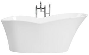 Voľne stojaca vaňa biela lesklá sanitárny akrylát 170 x 80 cm pre jednu osobu oválna moderný minimalistický dizajn