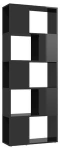 Knižnica/deliaca stena lesklá čierna 60x24x155 cm