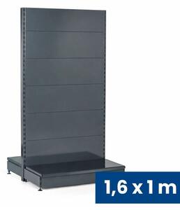 Predajný regál obojstranný, plné steny, 1600 x 1000 x 900 mm, základný, antracit