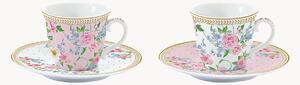 Porcelánové šálky na kávu's podšálkami Garden Joy, 4 ks