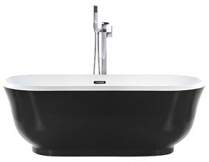 Voľne stojaca vaňa čierna akrylátová 170 x 77 cm oválna nadčasový dizajn moderná kúpeľňa