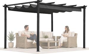 Terasová záhradná pergola 3x4 m oceľový altánok s prístreškom sivá MultiGarden