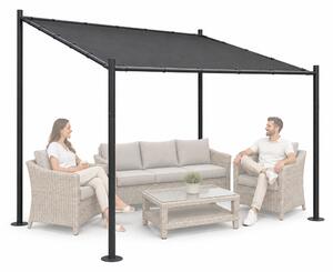 Terasová záhradná pergola 3x3 m oceľový altánok s prístreškom sivá MultiGarden
