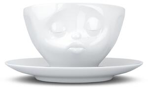 Bozkávajúci šálek na kavu s tanierikom, biely, 200 ml, 58products