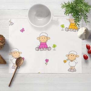 Biante Detské bavlnené prestieranie na stôl Sandra SA-728 Veselé ovečky na bielom 30x40 cm