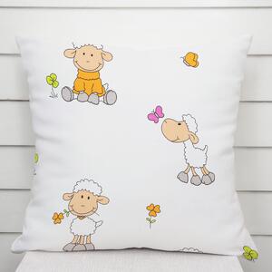 Biante Detská bavlnená obliečka na vankúš Sandra SA-728 Veselé ovečky na bielom 30 x 50 cm
