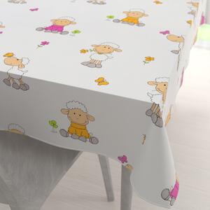 Biante Detský bavlnený obdĺžnikový obrus Sandra SA-728 Veselé ovečky na bielom 50x100 cm