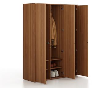 Šatníková skriňa FRAME, 3 oddiely, 1299 x 450 x 1735 mm, PUSH-lock, orech