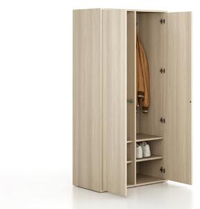 Šatníková skriňa FRAME, 2 oddiely, 872 x 450 x 1735 mm, PUSH-lock, dub prírodný
