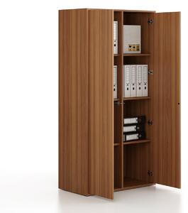 Kancelárska skriňa FRAME, 2x dvere, 872 x 450 x 1735 mm, PUSH-lock, orech