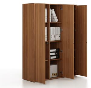Kancelárska skriňa FRAME, 3x dvere, 1299 x 450 x 1735 mm, PUSH-lock, orech