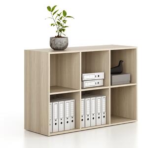 Regál FRAME, nízky, 3 stĺpce, 881 x 1299 x 450 mm, dub prírodný