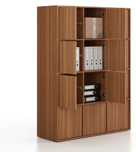 Kancelárska skriňa FRAME, 12x dvere, 1299 x 450 x 1735 mm, PUSH-lock, orech