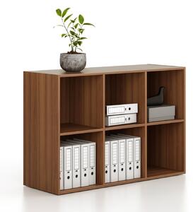 Regál FRAME, nízky, 3 stĺpce, 881 x 1299 x 450 mm, orech