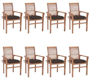 Jedálenské stoličky 8 ks sivohnedé sedáky tíkový masív
