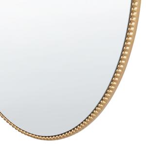 Nástenné zrkadlo zlaté oválne 83 x 57 cm Rám: MDF dekoratívne korálky minimalizmus