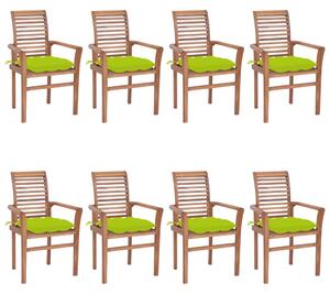 Jedálenské stoličky 8 ks jasnozelené sedáky tíkový masív