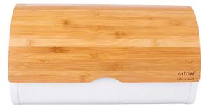 Nerezový chlebník s bambusovým vekom, 38 x 24 x 20 cm