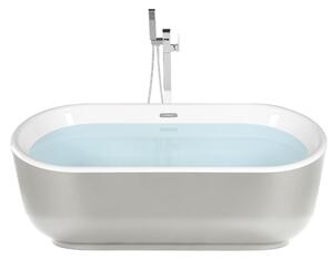 Voľne stojaca vaňa strieborná akrylát 170 x 80 cm lesklá povrchová úprava oválny tvar pre 1 osobu minimalistický dizajn moderný štýl kúpeľňa
