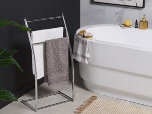Stojan na uteráky lesklý strieborný oceľový 3 koľajničky kúpeľňové doplnky stojanový vešiak na uteráky moderný dizajn