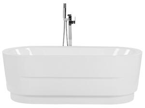 Voľne stojaca vaňa biela sanitárny akrylát 170 x 80 cm oválna pre jednu osobu moderný miminalistický dizajn