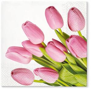Papierové obrúsky, dekorácie Tulipány 33 x 33 cm, 20 ks