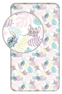 Jerry Fabrics Bavlnené napínacie prostieradlo 90x200 + 25 cm - Lilo and Stitch "Leaves"
