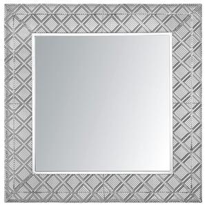 Nástenné zrkadlo strieborné oceľ sklo 80 x 80 cm štvorcový tvar moderný glamour štýl dekorácie doplnky