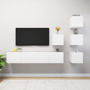 6-dielna súprava TV skriniek biela drevotrieska