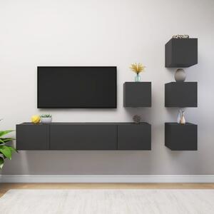 6-dielna súprava TV skriniek sivá drevotrieska