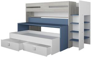 Poschodová posteľ s písacím stolom Bo10 - smoky blue