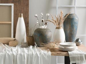 Vysoká dekoratívna váza biela terakotová z pálenej hliny na stôl so šírkou 53 cm