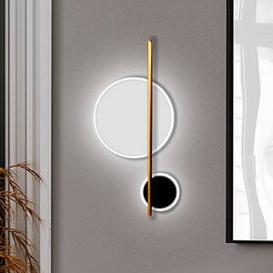 LED nástenné svetlo Duo, výška 52 cm, čierna/zlatá, kov, Mosadz / zlato, Obývacia izba / jedáleň, Hliník, Moderný