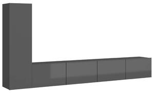 3-dielna súprava TV skriniek lesklá sivá drevotrieska