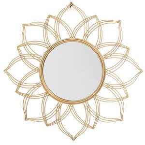 Závesné zrkadlo na stenu zlaté 67 cm okrúhle v tvare kvetu glamour art deco vintage hollywood