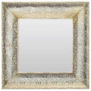 Závesné zrkadlo na stenu zlatá železo sklo 60 x 60 cm štvorcový tvar ozdobný rám moderný glamour štýl doplnky