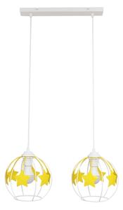 Detský luster na lanku STARS 2xE27/15W/230V žltá/biela
