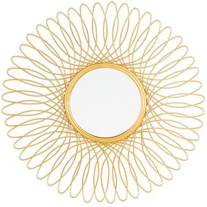 Nástenné zrkadlo zlaté ø 55 cm guľaté moderné mandala glamour