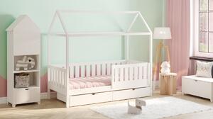 Detská posteľ domček prízemná so zásuvkami Nemos II - Biely, 80x160