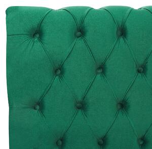 Rám postele zelené zamatové čalúnenie čierne drevené nohy king 160x200 cm s gombíkmi elegantná
