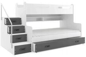 Interbeds MAX 3 poschodová posteľ 200x120 + matrace sivo-biela 2025