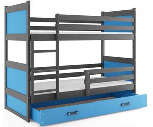 Interbeds Rico poschodová posteľ 160cm x 80cm borovicové drevo sivo-modrá