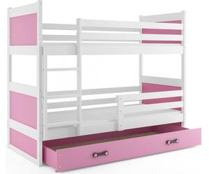 Interbeds Rico poschodová posteľ 160cm x 80cm borovicové drevo bielo-ružová