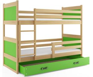 Interbeds Rico poschodová posteľ 160cm x 80cm borovicové drevo prírodno-zelená