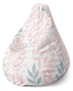 Sablio Sedací vak Pear Ružové a modré lístky - 70 x 95 x 15 cm