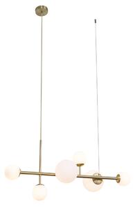 Hotelová elegantná závesná lampa zlatá s opálovým bielym sklom 6-svetiel - Monaco