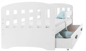 Interbeds HAPPY Jednolôžková detská posteľ 163x84 biela + matrac + zásuvka