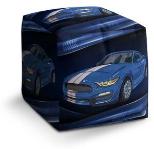 Sablio Taburet Cube Mustang Modré pozadie s pruhmi - 40x40x40 cm