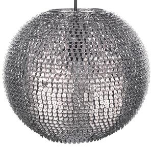 Závesná lampa strieborná kov guľaté trblietavé tienidlo s flitrami v tvare disco gule moderný glamour štýl obývačka jedáleň